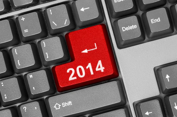 Computer keyboard with 2014 key — Stock Photo, Image