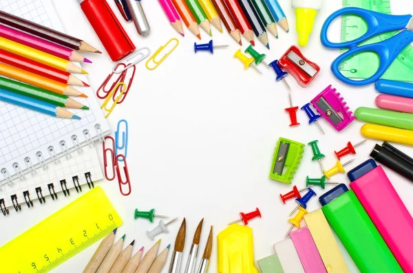 Marco de papelería escolar para la escuela y la oficina — Foto de Stock