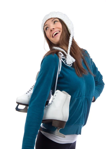 Vacker kvinna skridskoåkning vinter sport aktivitet — Stockfoto