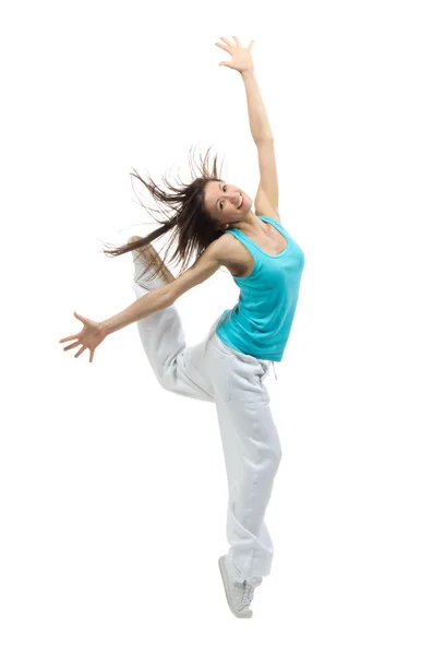 Moderne slanke hip-hop stijl tienermeisje springen dansen — Stockfoto