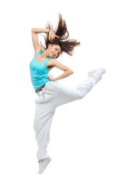 ince hip-hop tarzı modern genç kız dans atlama