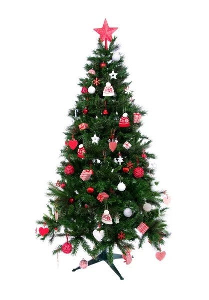 Geschmückter Weihnachtsbaum mit Patchwork-Ornament — Stockfoto