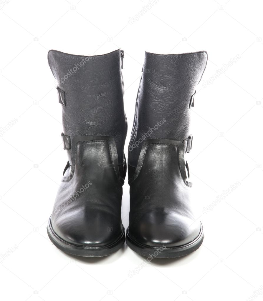 Long black men leather shoes for spring season
