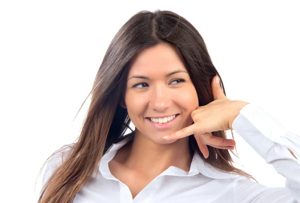 Young pretty woman making the call me sign gesture Royalty Free Stock Photos