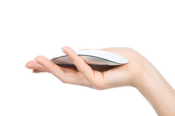 Mano tenere il mouse del computer moderno — Foto Stock