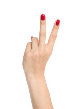 two fingers up in the peace or victory symbol the sign for V let clipart
