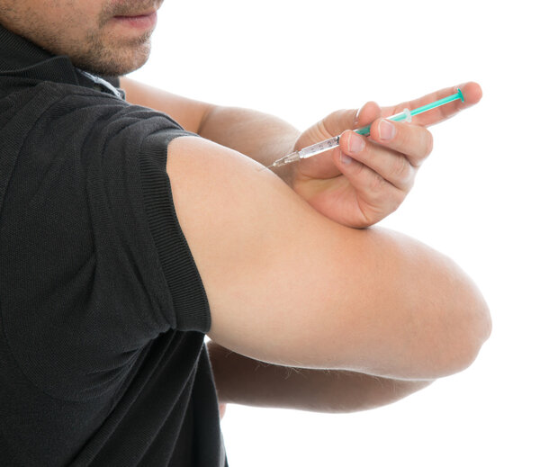 patient make an arm subcutaneous insulin syringe injection vacci