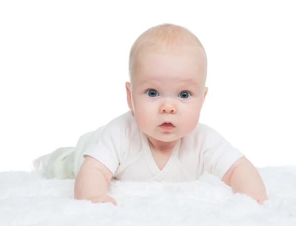 4 meses bebé bebé niña acostada en la cama —  Fotos de Stock