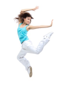 modern spor kız kadın dansçı dans poz atlama