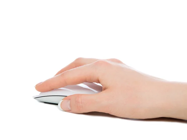 Клацання рукою на сучасній комп'ютерній миші — стокове фото