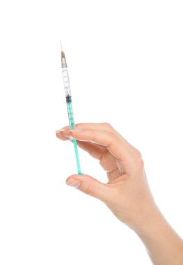 Doktor el ile tıbbi insülin şırınga enjeksiyon için hazır