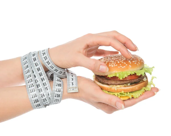 Conceito de dieta saudável perda de peso Burger cheeseburger — Fotografia de Stock