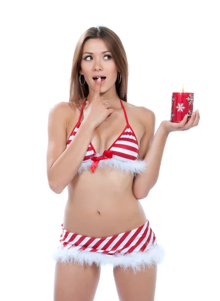 Vackra jul sexig santa helper Tjej — Stockfoto