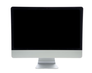 Yeni monitör bilgisayar siyah bir ekranla göster