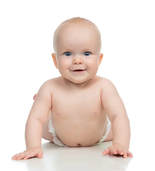 6 aylık erkek bebek çocuk mutlu gülümseyerek yalan — Stok fotoğraf