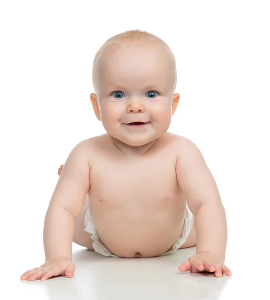 6 month child baby boy lying happy smiling Stock Photo