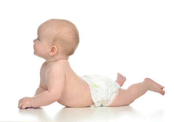 Bebé bebé niña niño mintiendo en pañal —  Fotos de Stock
