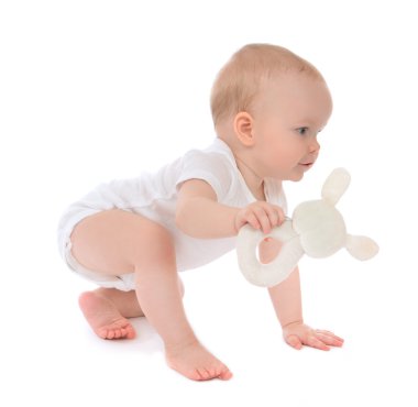 Infant child baby toddler sitting or crawling happy smiling with clipart