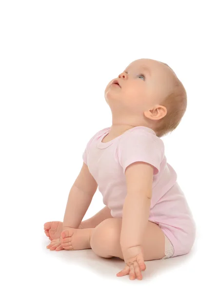 10 month child baby toddler sitting happy smiling looking up — Stock Photo, Image