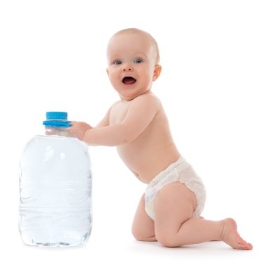 büyük şişe içme suyu oturan bebek çocuk bebek kız