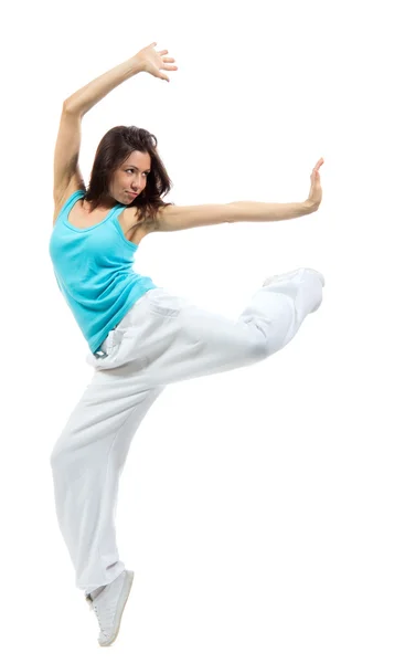 Jovem moderno dançarino magro menina exercício hip-hop estilo pose — Fotografia de Stock