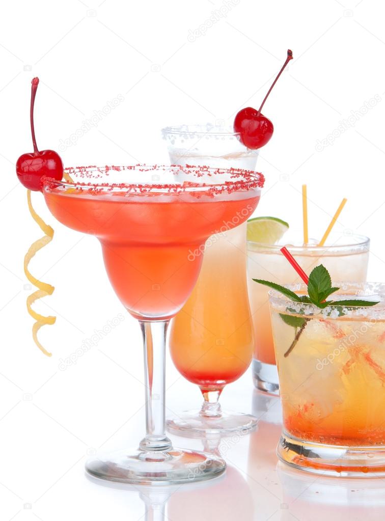 Popular alcoholic cocktails composition. Many cocktail drinks Stock