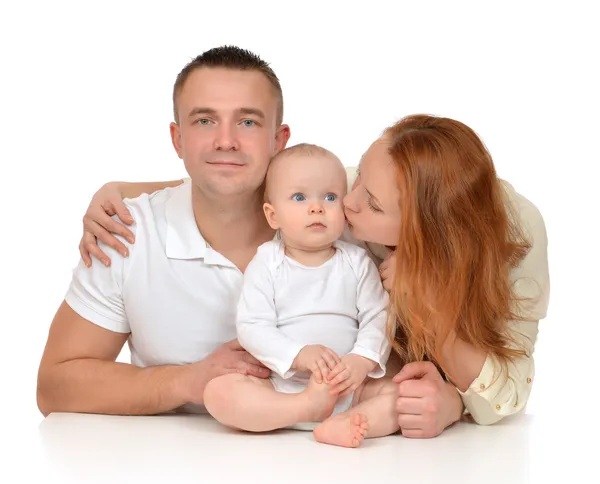 Young family mother and father with newborn child baby girl — Stock Photo, Image