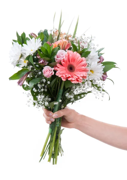 Bouquet of flowers roses in hand Stock Photo