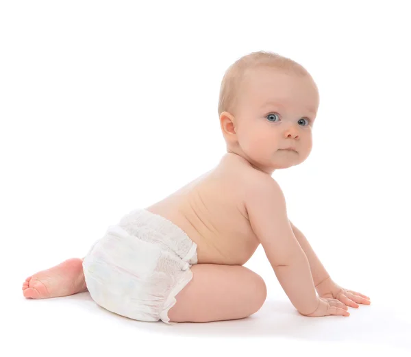 Infant child baby toddler sitting crawling backwards — Stock Photo, Image