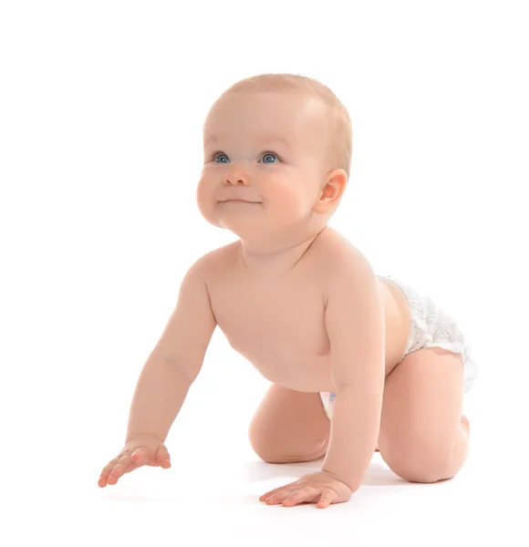 Niño bebé niño pequeño sentado o arrastrándose feliz sonriendo —  Fotos de Stock