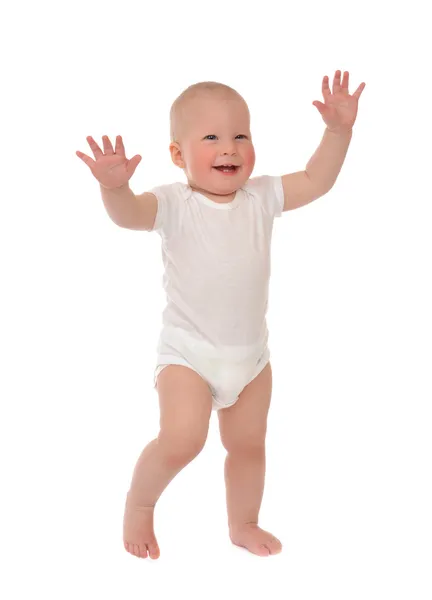 Infant child baby kid toddler make first steps — Stock Photo, Image