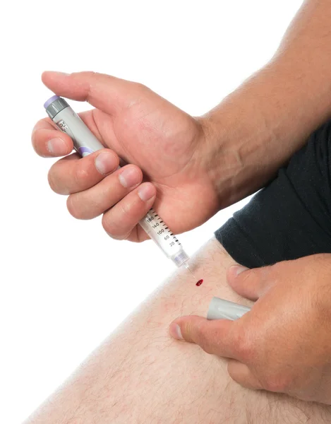 Diabetes-Patient mit Insulinspritze mit Lantus-Dosis erschossen — Stockfoto