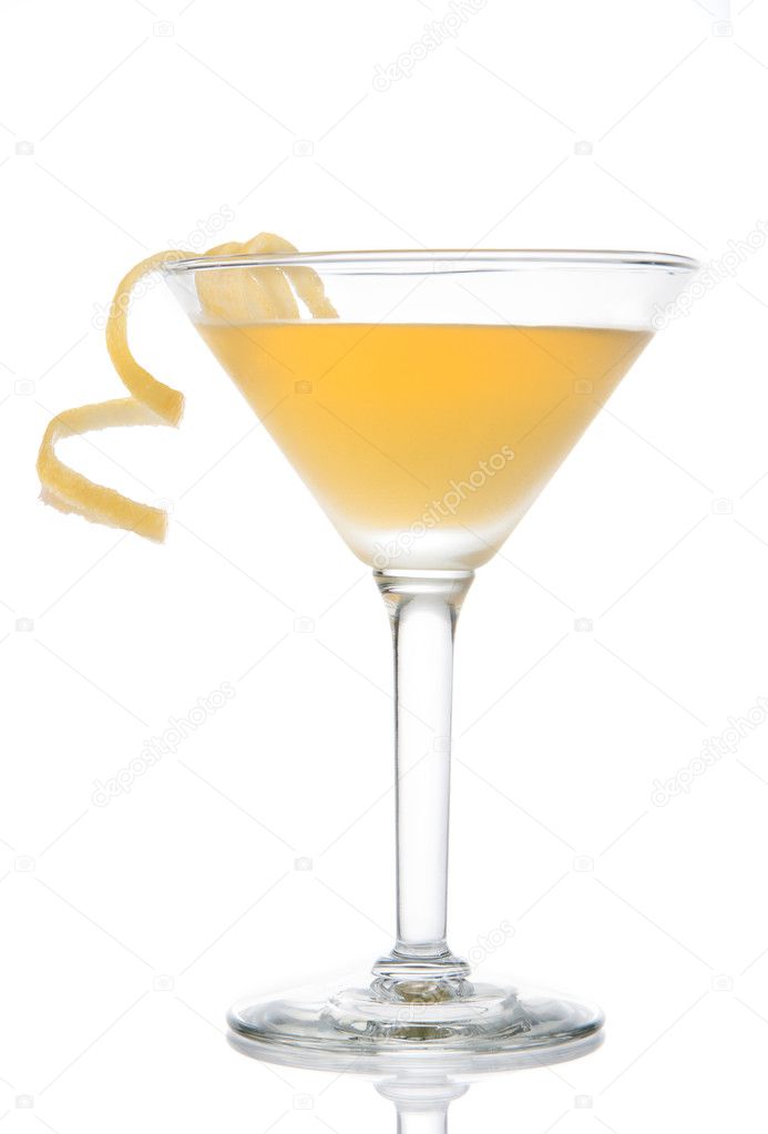 Twisted martini glass image Yellow banana cocktail in martini glass