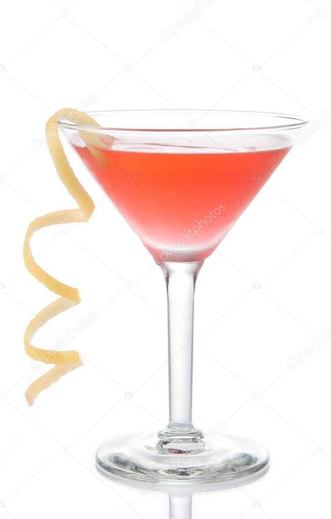 Cosmopolitan martini cocktail with vodka red cranberry juice
