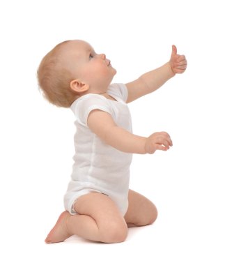 el başparmak yukarı işareti ile gülen bebek çocuk bebek toddler 