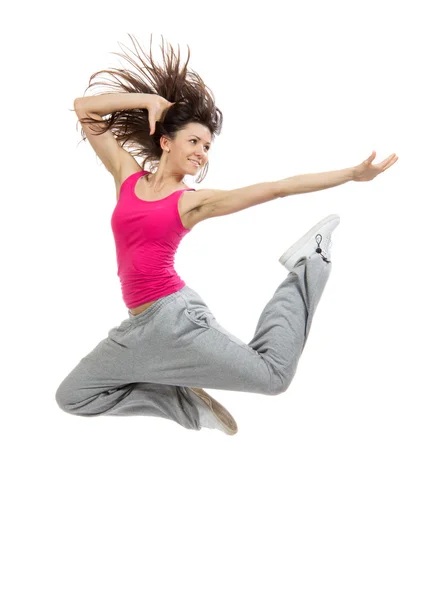 Modern slim hip-hop style dancer teenage girl jumping dancing Royalty Free Stock Photos