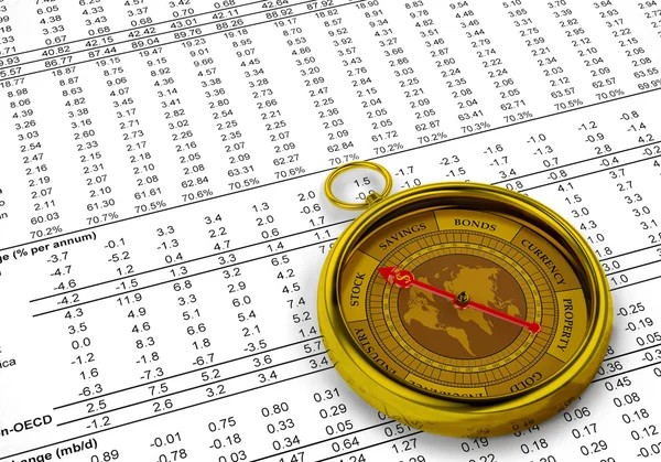 Finanční investiční kompas — Stock fotografie