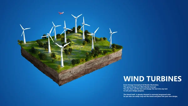 Green Energy Turbine Eoliche Piantagione Immagine Concettuale Renderizzato — Foto Stock