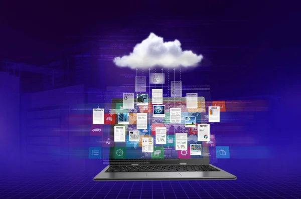 Internet Informatietechnologie Cloudopslag Gegevensverwerking Conceptueel Beeld — Stockfoto