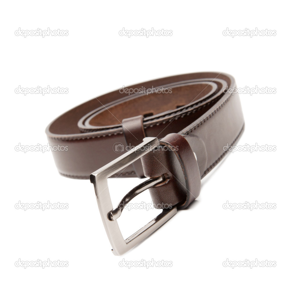 Brown stylish men's belts coiled.
