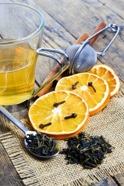 çay, portakal, tarçın, Noel ruh.