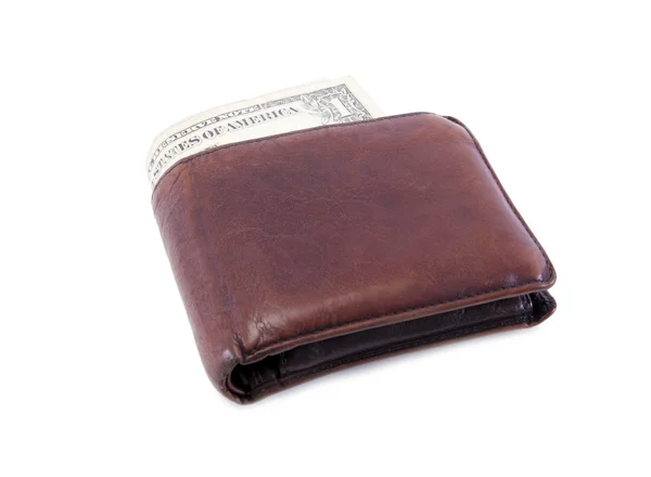 Cartera con un dólar en ella . — Foto de Stock