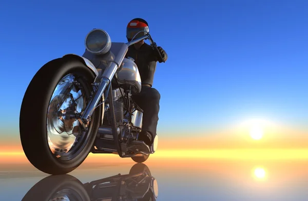 Motorrad auf Spiegelhintergrund — Stockfoto