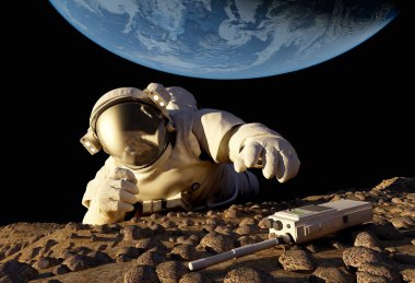 astronotu gezegende tarama.