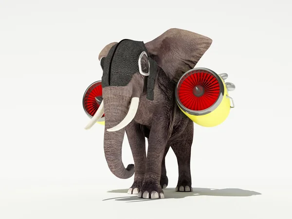 Elefant mit Strahltriebwerk — Stockfoto