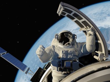Astronot kapaktan uzaya gidiyor.