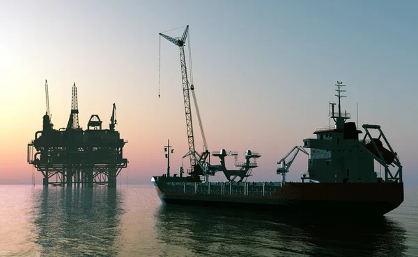 The ship with a crane — Stock Photo, Image