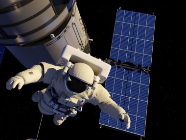 arka planda gezegenin astronot.