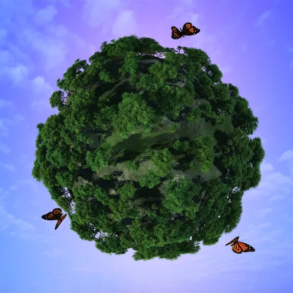 Бабочки и зеленая планета . — стоковое фото