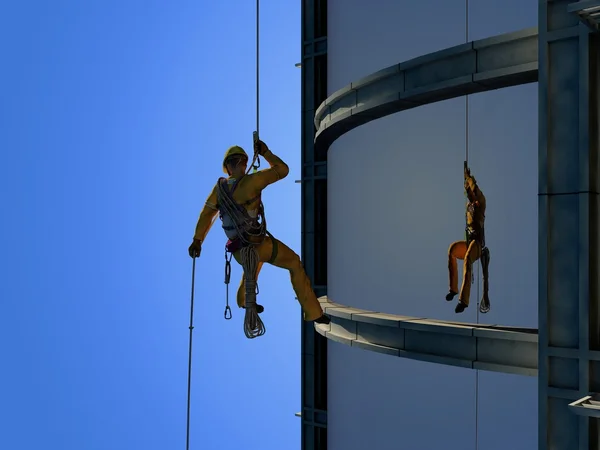 Homem em um arranha-céu — Fotografia de Stock